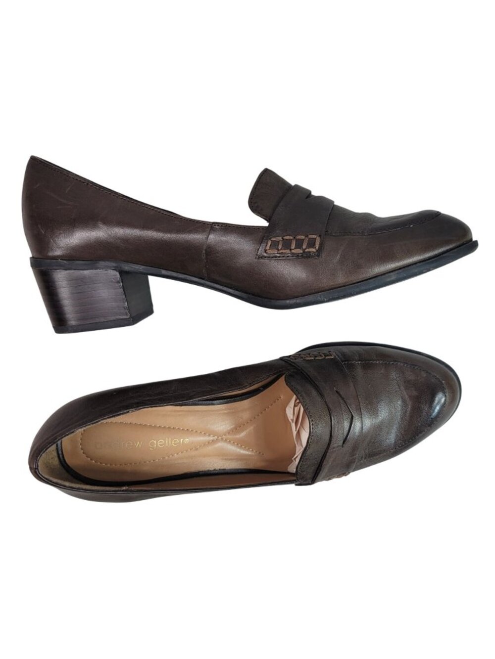 Andrew Geller Women Easy Going Slip On Shoes Loafer Brown 9.5 Leather Dress READ